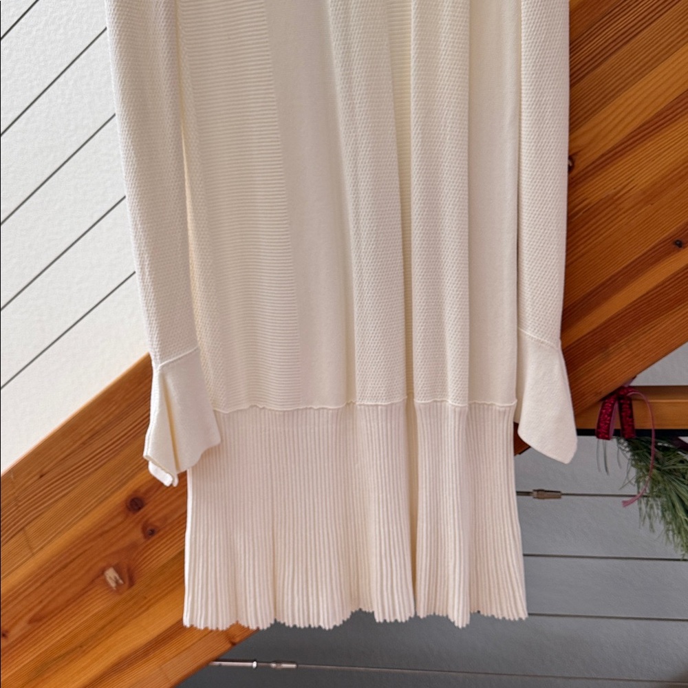 Proenza Schouler Rib Knit Cream Long Sleeve Midi Dress Sz M - Picture 8 of 11